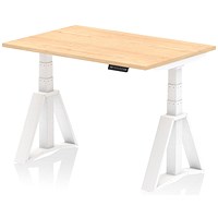 Air 1200mm Height Adjustable Desk, White Leg with Piste Foot, Maple