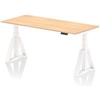 Air 1800mm Height Adjustable Desk, White Leg with Piste Foot, Maple