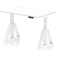 Air 1200mm Height Adjustable Cable Port Desk, White Leg with Piste Foot, White Air 1200mm Height Adjustable Cable Port Desk, White Leg with Piste Foot, White