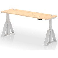 Air 1800mm Slim Height Adjustable Cable Ports Desk, Silver Leg with Piste Foot, Maple