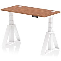 Air 1200mm Slim Height Adjustable Cable Ports Desk, White Leg with Piste Foot, Walnut Air 1200mm Slim Height Adjustable Cable Ports Desk, White Leg with Piste Foot, Walnut