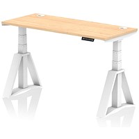 Air 1400mm Slim Height Adjustable Cable Ports Desk, White Leg with Piste Foot, Maple Air 1400mm Slim Height Adjustable Cable Ports Desk, White Leg with Piste Foot, Maple