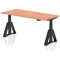 Air 1800mm Height Adjustable Desk, Black Leg with Piste Foot, Beech