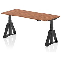 Air 1800mm Height Adjustable Desk, Black Leg with Piste Foot, Walnut