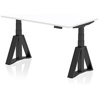 Air 1400mm Height Adjustable Desk, Black Leg with Piste Foot, White Air 1400mm Height Adjustable Desk, Black Leg with Piste Foot, White