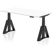 Air 1600mm Height Adjustable Desk, Black Leg with Piste Foot, White