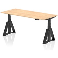 Air 1800mm Height Adjustable Desk, Black Leg with Piste Foot, Maple