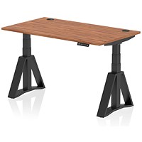 Air 1400mm Height Adjustable Cable Port Desk, Black Leg with Piste Foot, Walnut Air 1400mm Height Adjustable Cable Port Desk, Black Leg with Piste Foot, Walnut