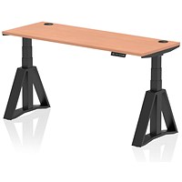 Air 1600mm Slim Height Adjustable Cable Ports Desk, Black Leg with Piste Foot, Beech Air 1600mm Slim Height Adjustable Cable Ports Desk, Black Leg with Piste Foot, Beech