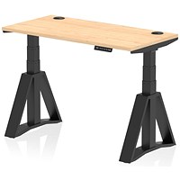 Air 1200mm Slim Height Adjustable Cable Ports Desk, Black Leg with Piste Foot, Maple Air 1200mm Slim Height Adjustable Cable Ports Desk, Black Leg with Piste Foot, Maple