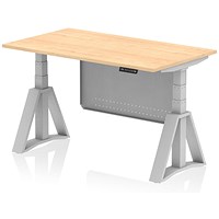Air Modesty 1400mm Height Adjustable Desk, Silver Leg with Piste Foot and Modesty Panel, Maple Air Modesty 1400mm Height Adjustable Desk, Silver Leg with Piste Foot and Modesty Panel, Maple