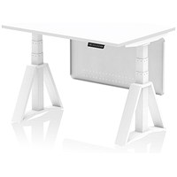 Air Modesty 1200mm Height Adjustable Desk, White Leg with Piste Foot and Modesty Panel, White