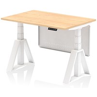 Air Modesty 1200mm Height Adjustable Desk, White Leg with Piste Foot and Modesty Panel, Maple Air Modesty 1200mm Height Adjustable Desk, White Leg with Piste Foot and Modesty Panel, Maple