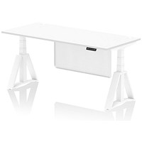 Air Modesty 1800mm Height Adjustable Cable Port Desk, White Leg with Piste Foot and Modesty Panel, White