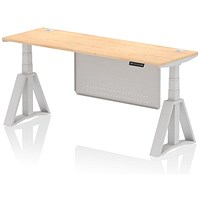 Air Modesty 1800mm Slim Height Adjustable Cable Ports Desk, Silver Leg and Modesty Panel, Maple Air Modesty 1800mm Slim Height Adjustable Cable Ports Desk, Silver Leg and Modesty Panel, Maple