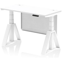 Air Modesty 1200mm Slim Height Adjustable Cable Ports Desk, White Leg and Modesty Panel, White