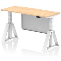 Air Modesty 1400mm Slim Height Adjustable Cable Ports Desk, White Leg and Modesty Panel, Maple Air Modesty 1400mm Slim Height Adjustable Cable Ports Desk, White Leg and Modesty Panel, Maple