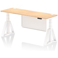 Air Modesty 1800mm Slim Height Adjustable Cable Ports Desk, White Leg and Modesty Panel, Maple
