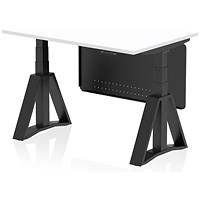 Air Modesty 1200mm Height Adjustable Desk, Black Leg with Piste Foot and Modesty Panel, White Air Modesty 1200mm Height Adjustable Desk, Black Leg with Piste Foot and Modesty Panel, White