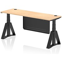 Air Modesty 1800mm Slim Height Adjustable Cable Ports Desk, Black Leg and Modesty Panel, Maple Air Modesty 1800mm Slim Height Adjustable Cable Ports Desk, Black Leg and Modesty Panel, Maple