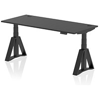 Air 1800mm Height Adjustable Cable Port Desk, Black Leg with Piste Foot, Black