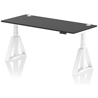 Air 1800mm Height Adjustable Cable Port Desk, White Leg with Piste Foot, Black