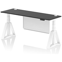 Air Modesty 1800mm Slim Height Adjustable Cable Ports Desk, White Leg and Modesty Panel, Black Air Modesty 1800mm Slim Height Adjustable Cable Ports Desk, White Leg and Modesty Panel, Black