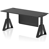 Air Modesty 1800mm Height Adjustable Cable Port Desk, Black Leg with Piste Foot and Modesty Panel, Black