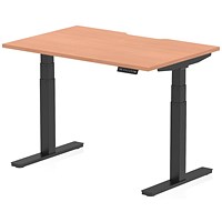 Air 1200mm Scalloped Edge Height Adjustable Desk, Black Leg, Beech