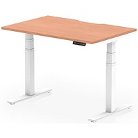 Air 1200mm Scalloped Edge Height Adjustable Desk, White Leg, Beech