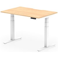 Air 1200mm Scalloped Edge Height Adjustable Desk, White Leg, Maple