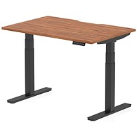 Air 1200mm Scalloped Edge Height Adjustable Desk, Black Leg, Walnut