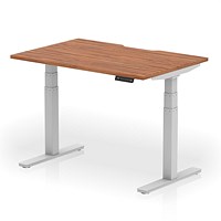 Air 1200mm Scalloped Edge Height Adjustable Desk, Silver Leg, Walnut