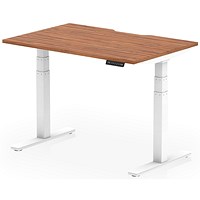 Air 1200mm Scalloped Edge Height Adjustable Desk, White Leg, Walnut Air 1200mm Scalloped Edge Height Adjustable Desk, White Leg, Walnut