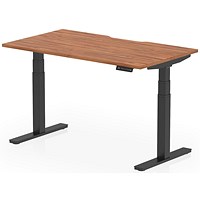 Air 1400mm Scalloped Edge Height Adjustable Desk, Black Leg, Walnut Air 1400mm Scalloped Edge Height Adjustable Desk, Black Leg, Walnut