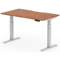 Air 1400mm Scalloped Edge Height Adjustable Desk, Silver Leg, Walnut Air 1400mm Scalloped Edge Height Adjustable Desk, Silver Leg, Walnut