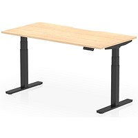 Air 1600mm Scalloped Edge Height Adjustable Desk, Black Leg, Maple
