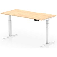 Air 1600mm Scalloped Edge Height Adjustable Desk, White Leg, Maple