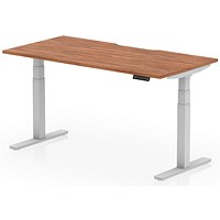 Air 1600mm Scalloped Edge Height Adjustable Desk, Silver Leg, Walnut
