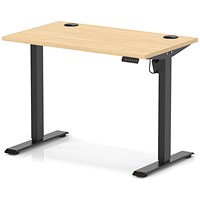 Air Lite 1000mm Slim Height Adjustable Office Desk, Black Leg, Maple