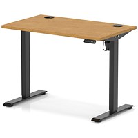 Air Lite 1000mm Slim Height Adjustable Office Desk, Black Leg, Oak