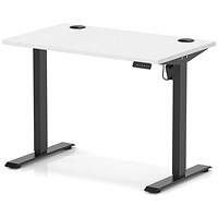 Air Lite 1000mm Slim Height Adjustable Office Desk, Black Leg, White