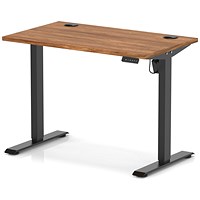 Air Lite 1000mm Slim Height Adjustable Office Desk, Black Leg, Walnut