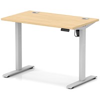 Air Lite 1000mm Slim Height Adjustable Office Desk, Silver Leg, Maple