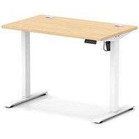Air Lite 1000mm Slim Height Adjustable Office Desk, White Leg, Maple