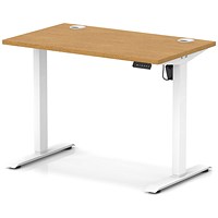 Air Lite 1000mm Slim Height Adjustable Office Desk, White Leg, Oak