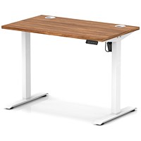 Air Lite 1000mm Slim Height Adjustable Office Desk, White Leg, Walnut