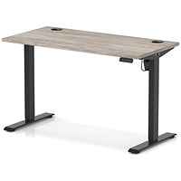 Air Lite 1200mm Slim Height Adjustable Office Desk, Black Leg, Grey Oak
