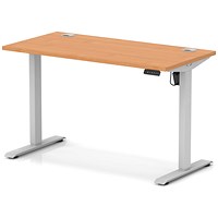 Air Lite 1200mm Slim Height Adjustable Office Desk, Silver Leg, Beech