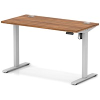 Air Lite 1200mm Slim Height Adjustable Office Desk, Silver Leg, Walnut